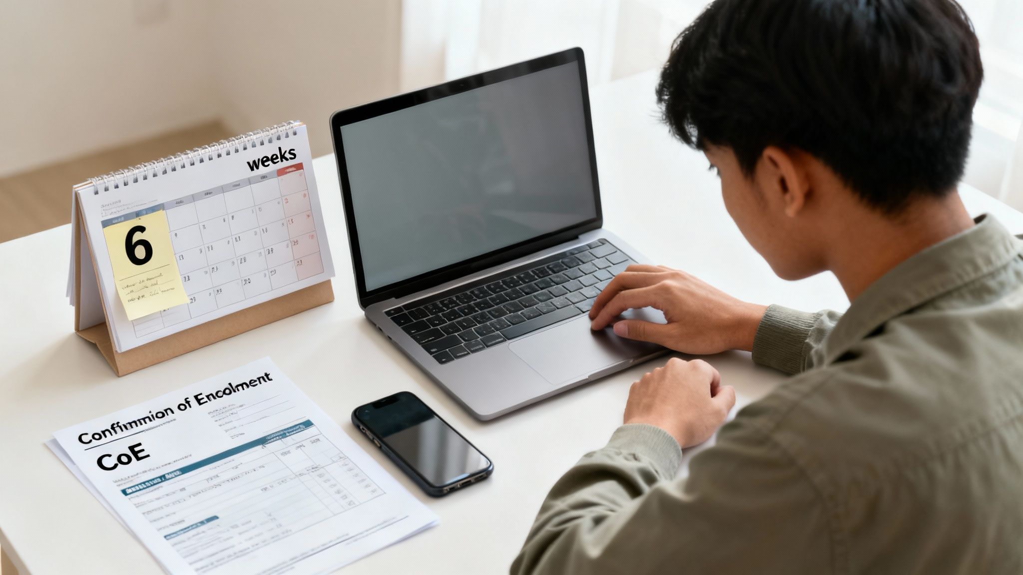 Student marking calendar for visa extension