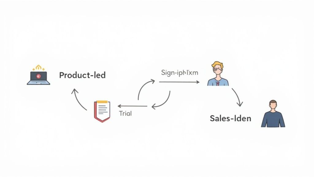 A person working on a laptop with charts and graphs, representing a sales playbook and tech stack.