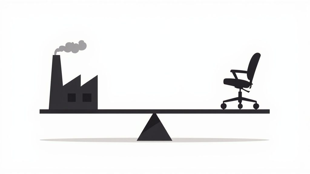 A hand drawing a complex flowchart on a glass wall, symbolizing strategic operations planning.