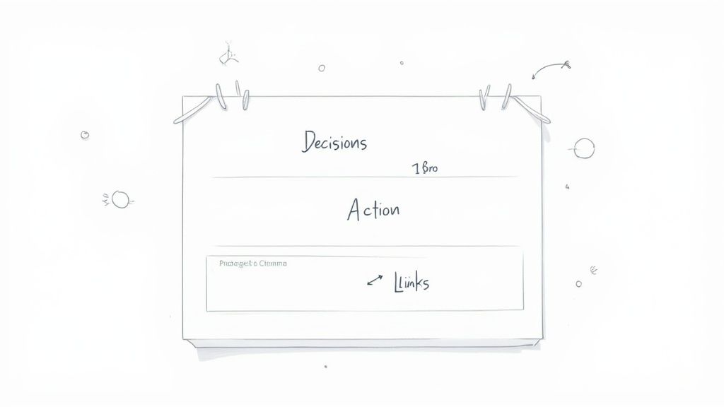 A professional reviews action items on a digital tablet, with a blurred office background suggesting focus and execution.