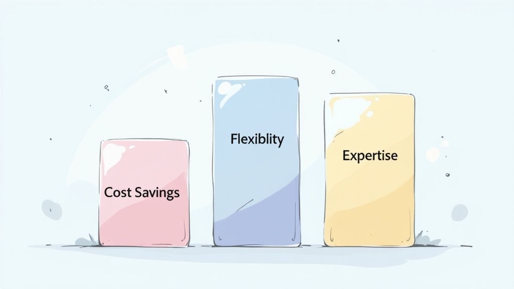 Business professionals collaborating in a modern office setting