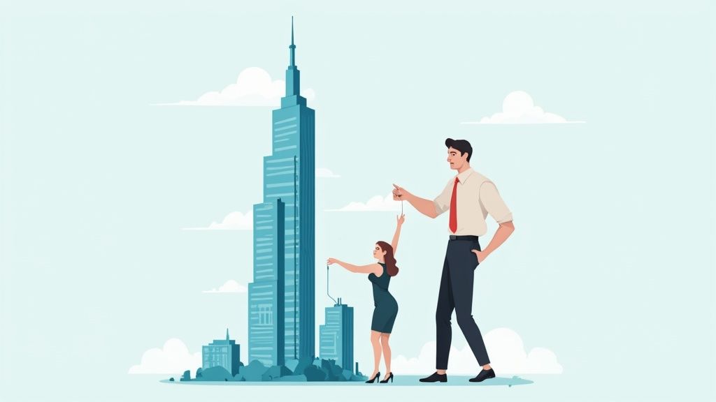 A team of professionals collaborating on a strategic plan for scaling their startup.