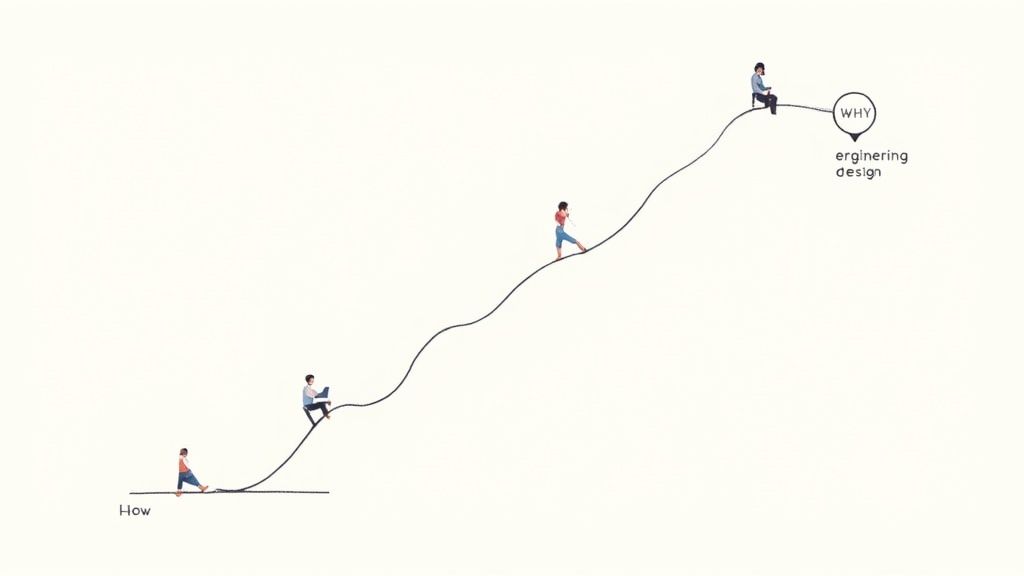 A team collaborating on a product roadmap on a whiteboard, illustrating strategic planning.