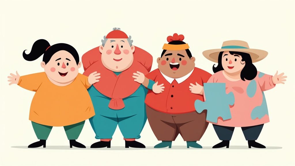 A team collaboratively writing and organizing ideas on sticky notes on a glass wall, symbolizing the creation of a culture blueprint.