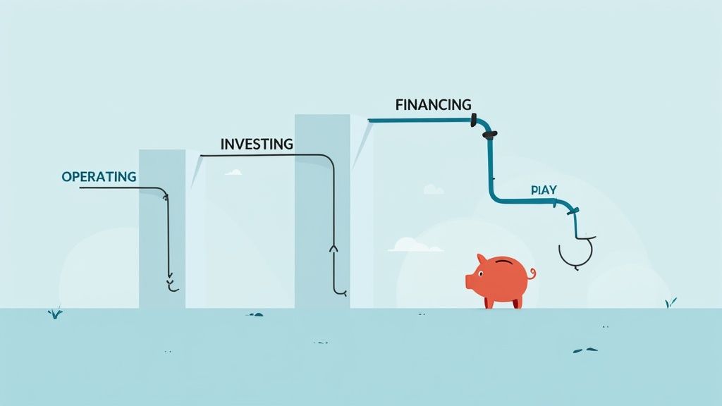 Walk me through a cash flow statement and how you would improve cash flow