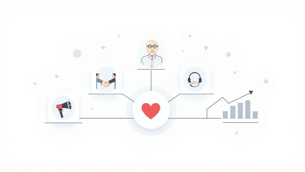 A team of executives collaborating in a modern office meeting, representing strategic alignment.