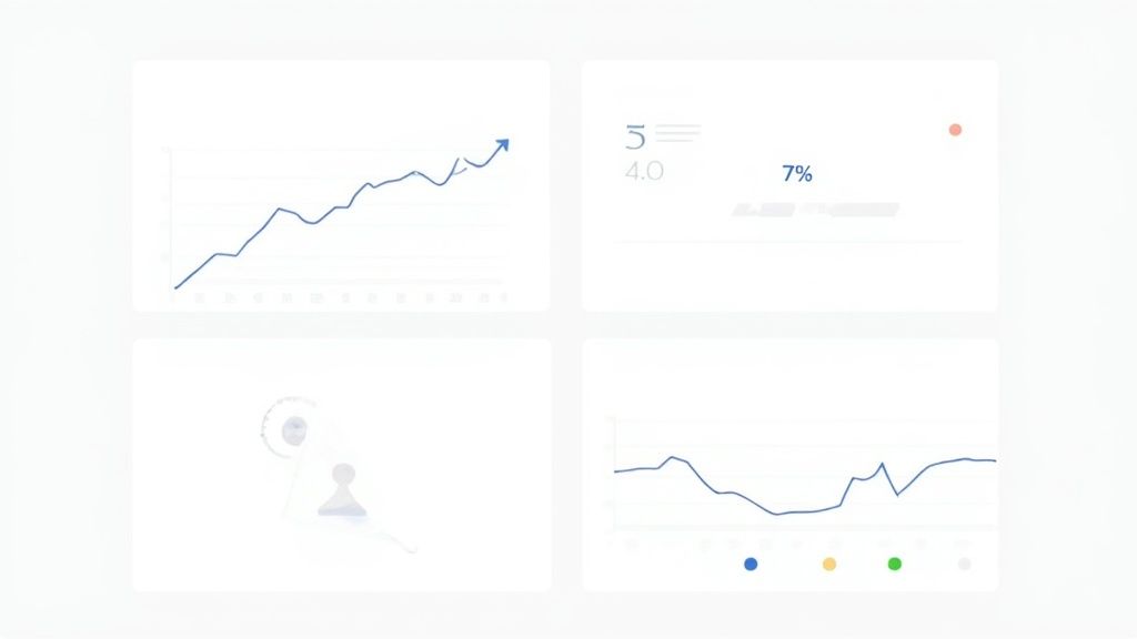 A dashboard showing various business metrics and charts, symbolizing the data-driven nature of the growth stage.