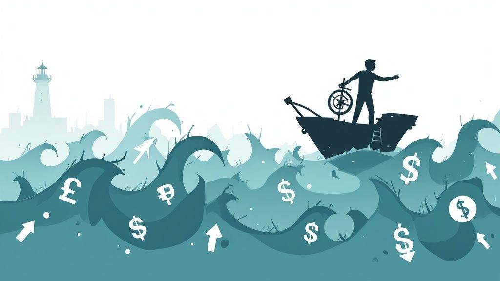 A person at a desk analyzing financial charts during a challenging economic period, representing a CFO managing finances during a downturn.