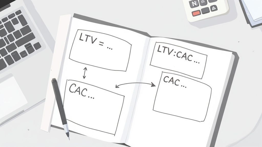 A person using a calculator with graphs and charts in the background, representing financial analysis.