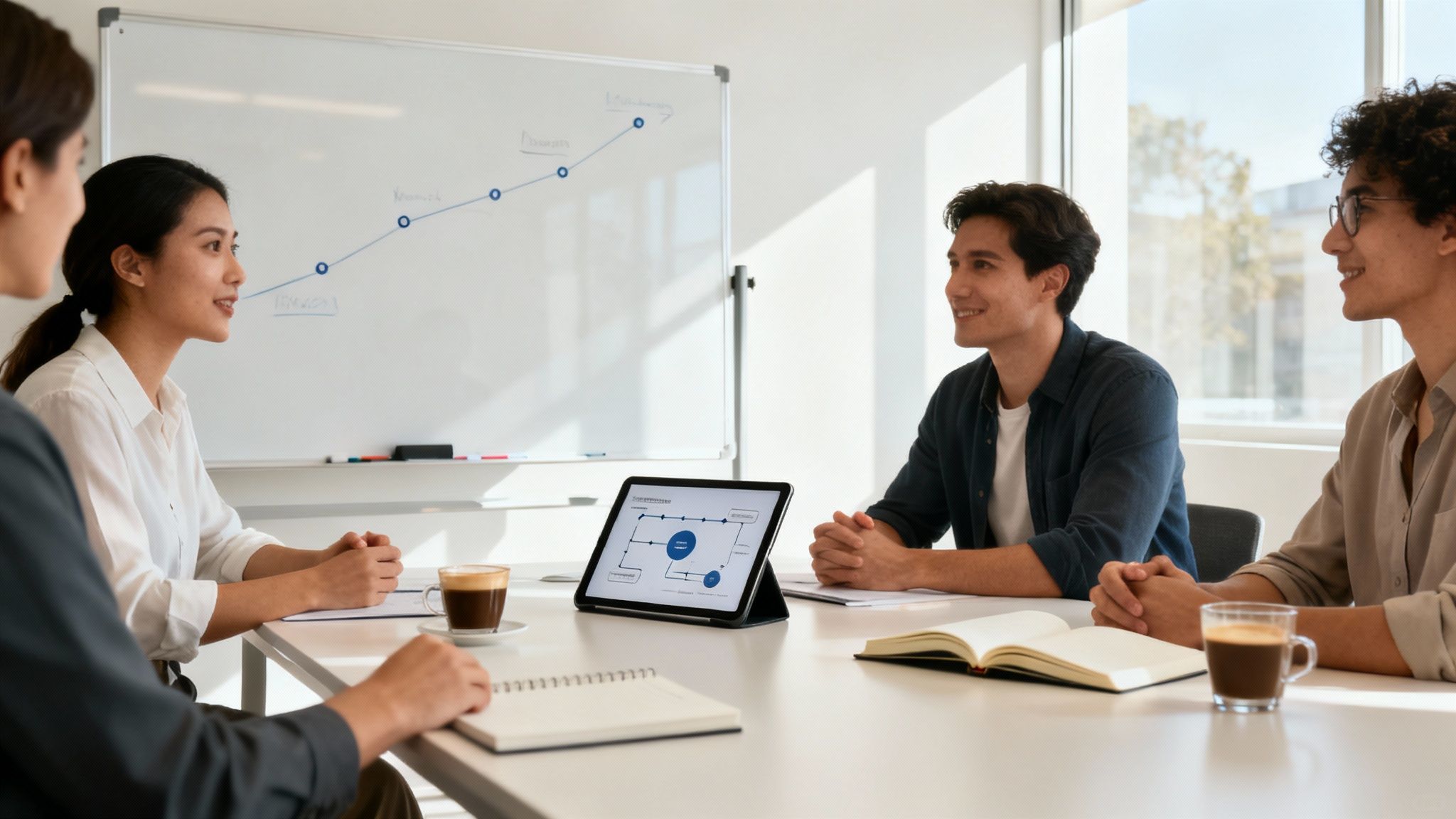 En grupp människor som samarbeta vid ett bord