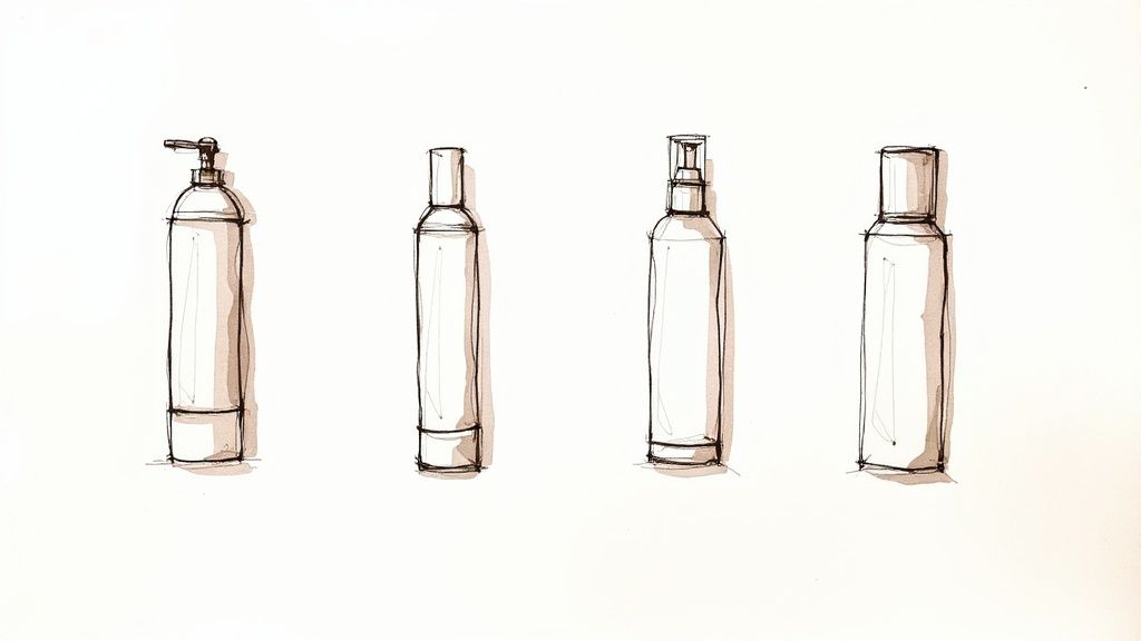 Person som applicerar hårprodukt i badrummet