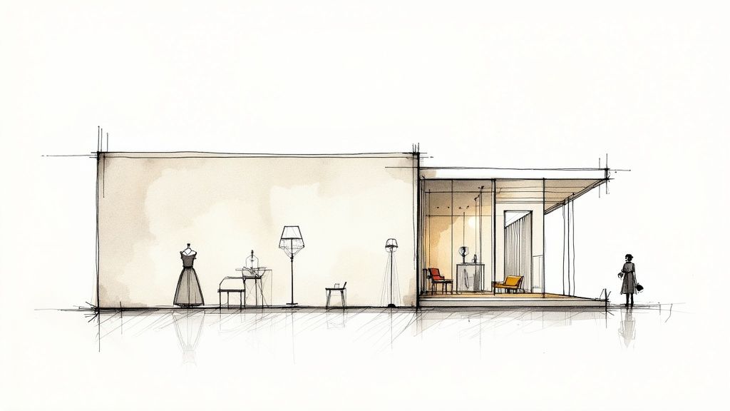 En inbjudande interiör från Röhsska museet som visar en blandning av historisk och modern design.