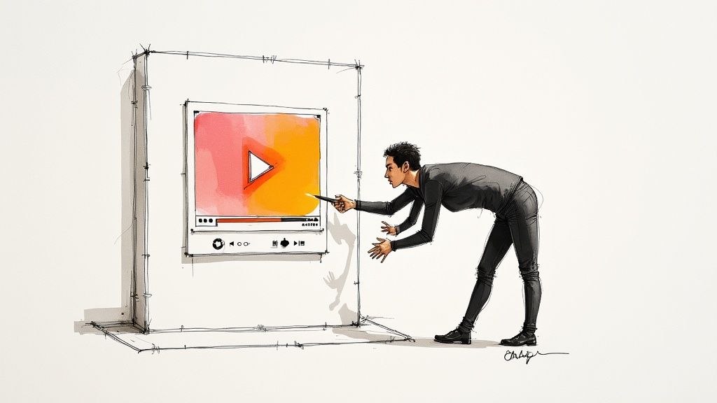 En person som redigerar en videoannons på en bärbar dator.