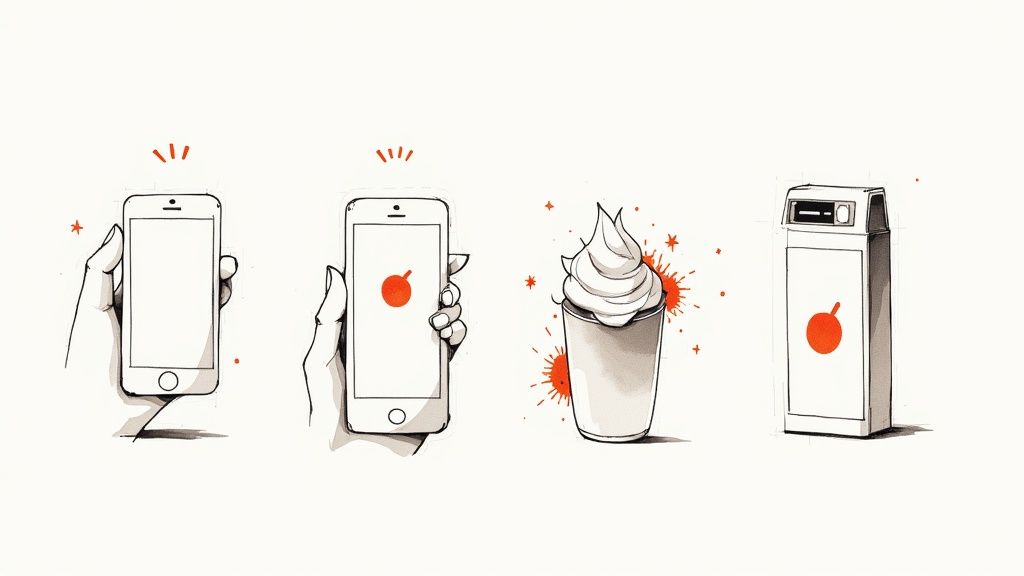 En person som vattnar en växt formad som en graf, symboliserar tillväxt och varumärkesbyggande.