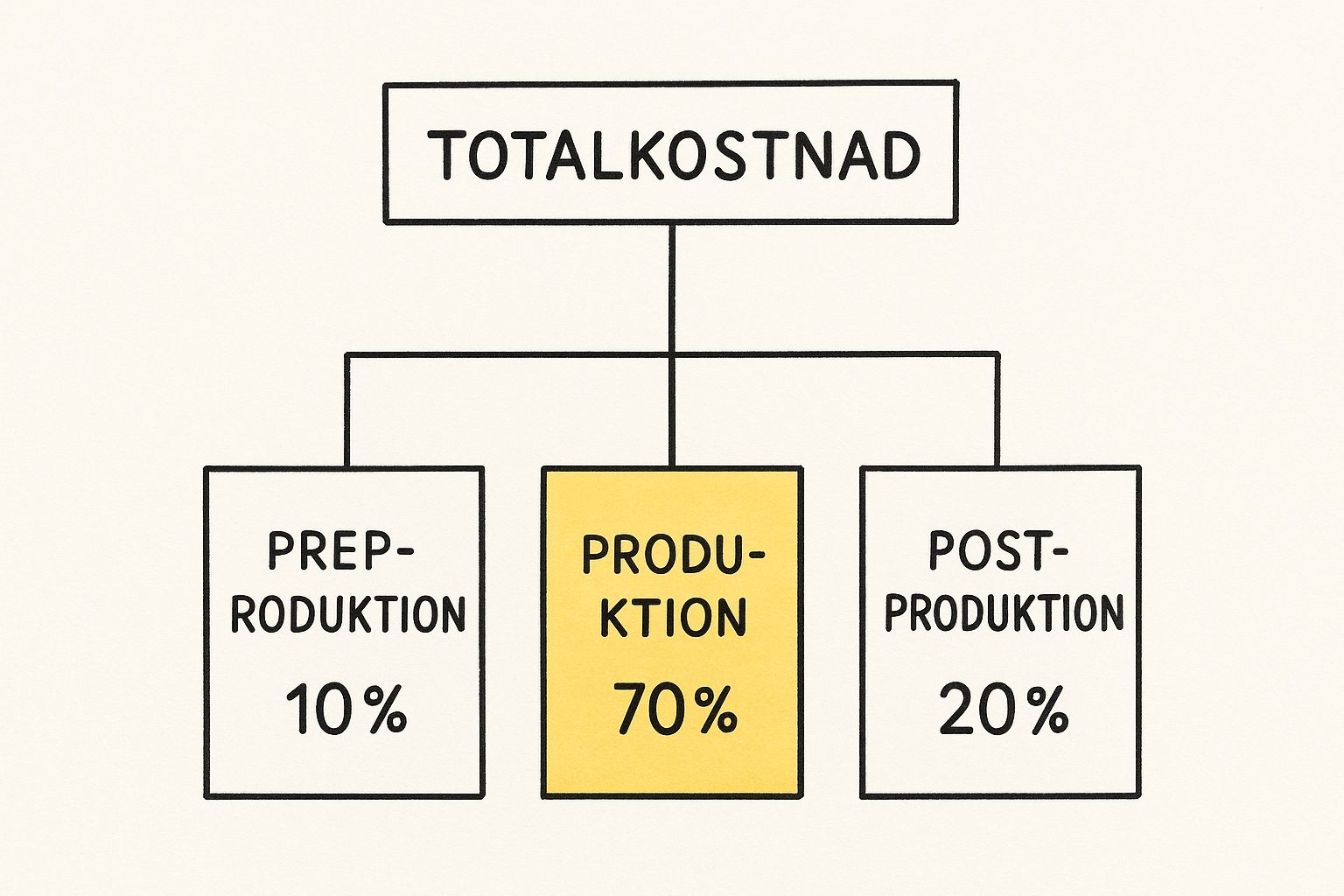 Infografik som visar budgetfördelningen för en reklamfilm