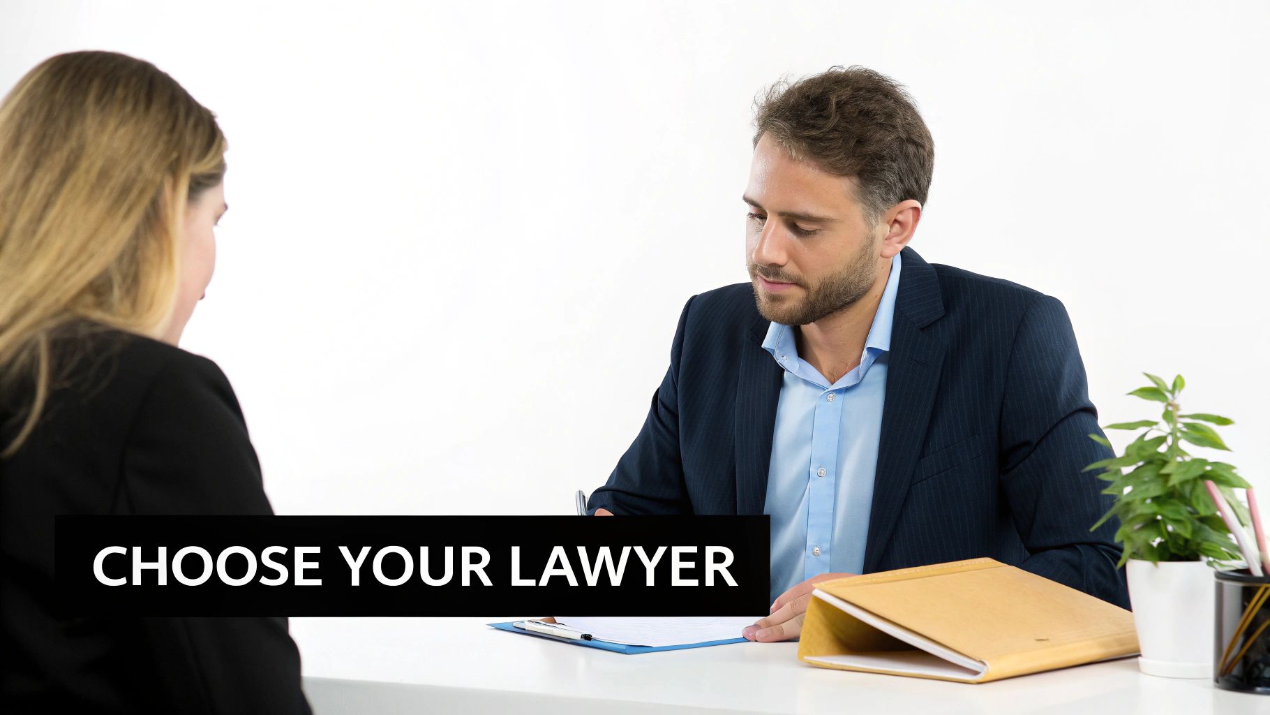 Lawyer having a consultation with a client in a modern office.