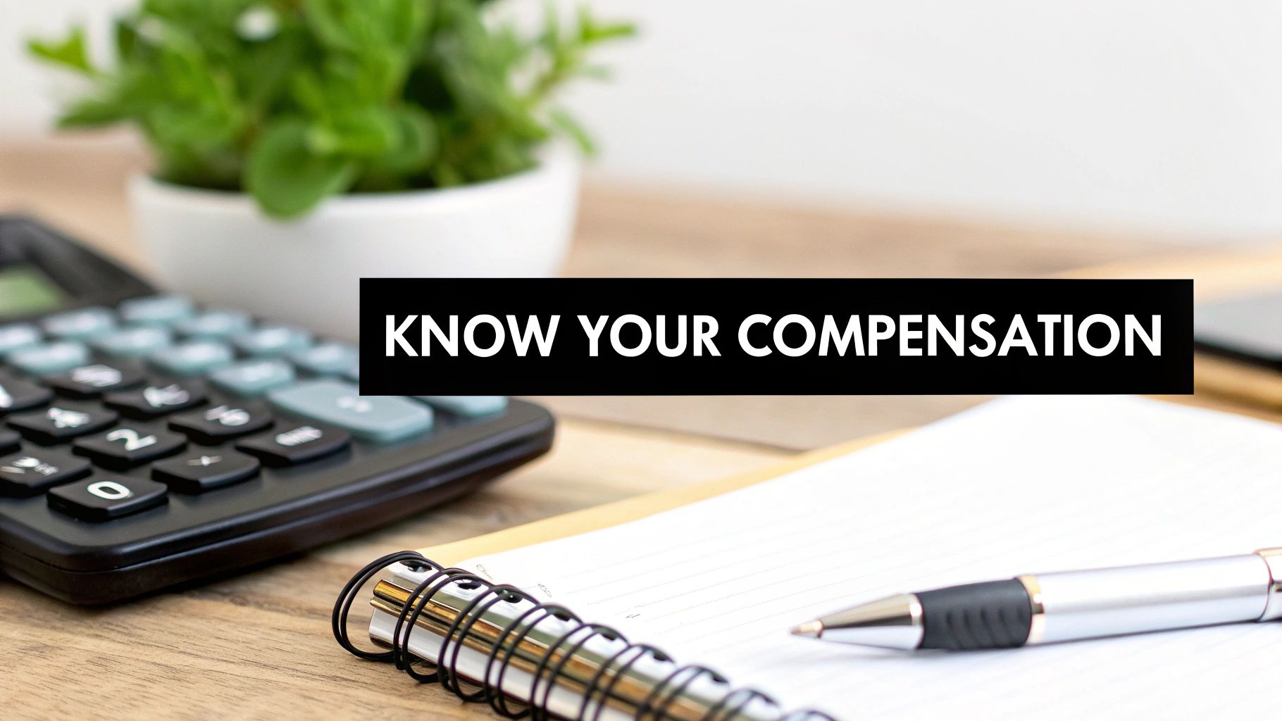 A person's hand holding a pen, pointing to a line on a financial document, symbolizing the calculation of compensation.