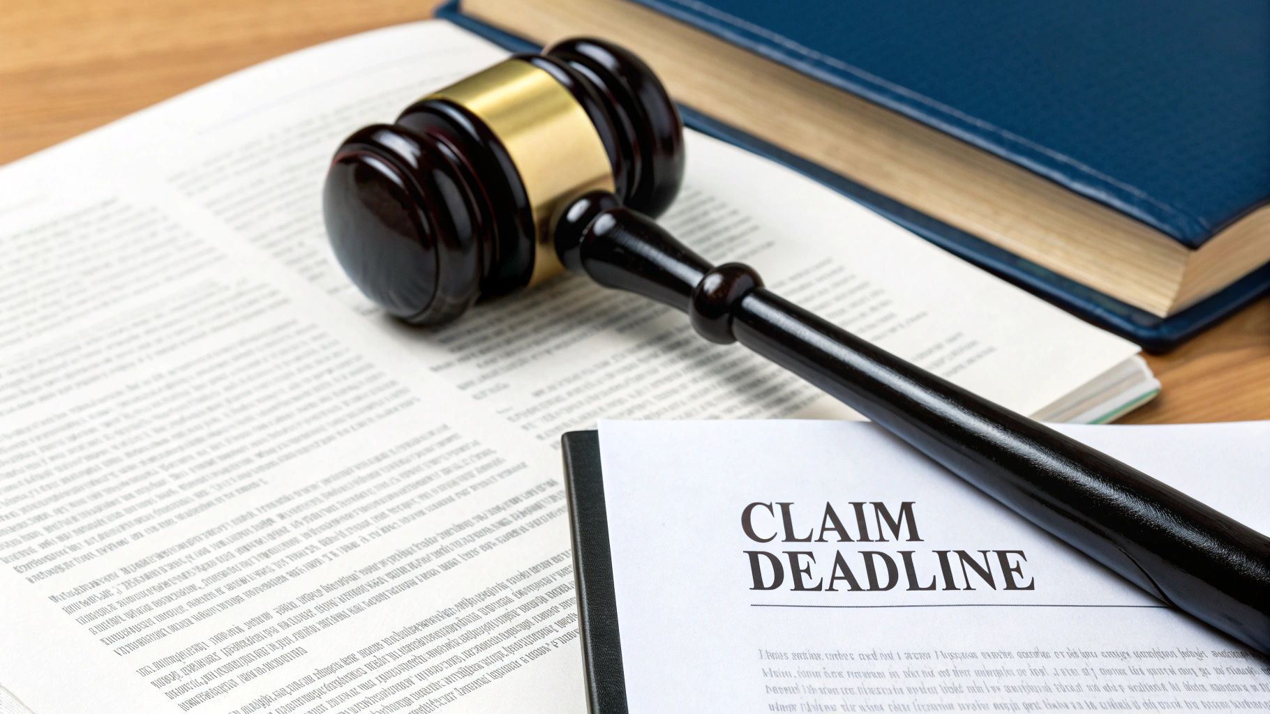 A calendar with a magnifying glass over it, representing legal deadlines.