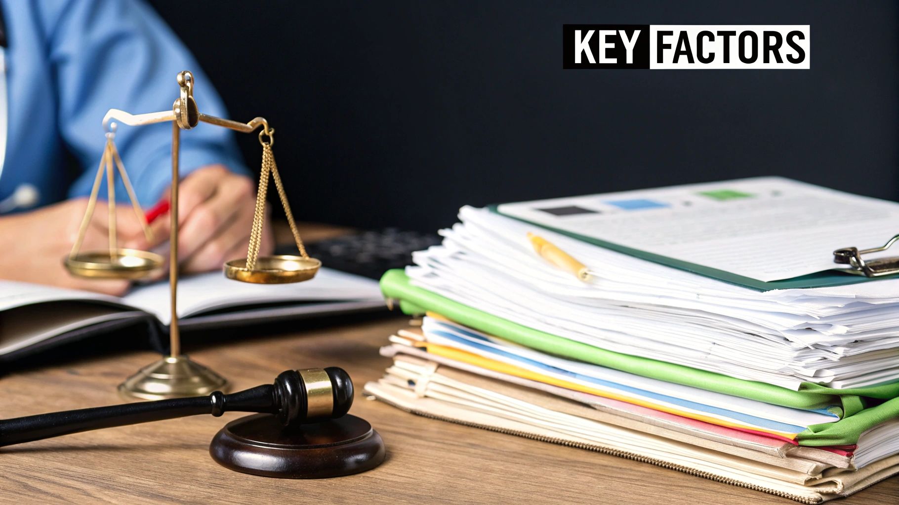 A magnifying glass hovering over legal documents, symbolizing the detailed examination of factors affecting a settlement.