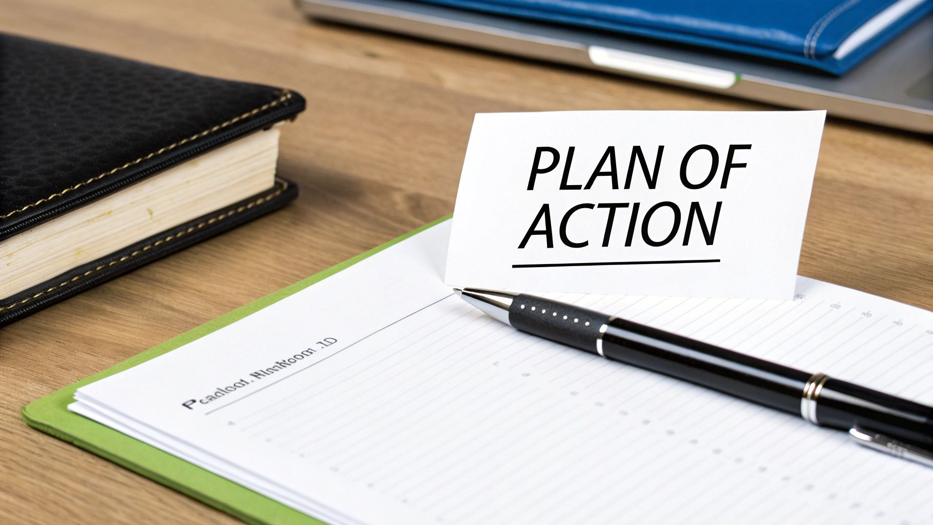 A professional writing a Plan of Action for Amazon on their laptop