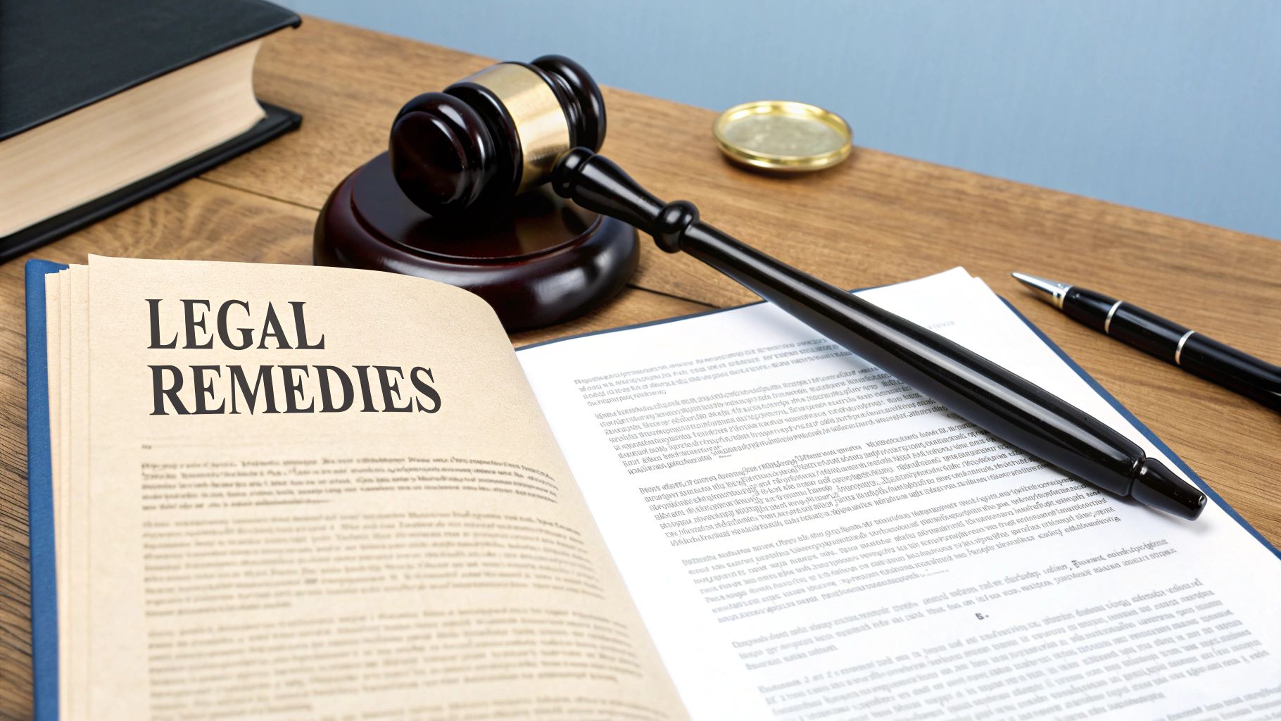 A balanced scale of justice, symbolizing the legal remedies available in contract disputes.