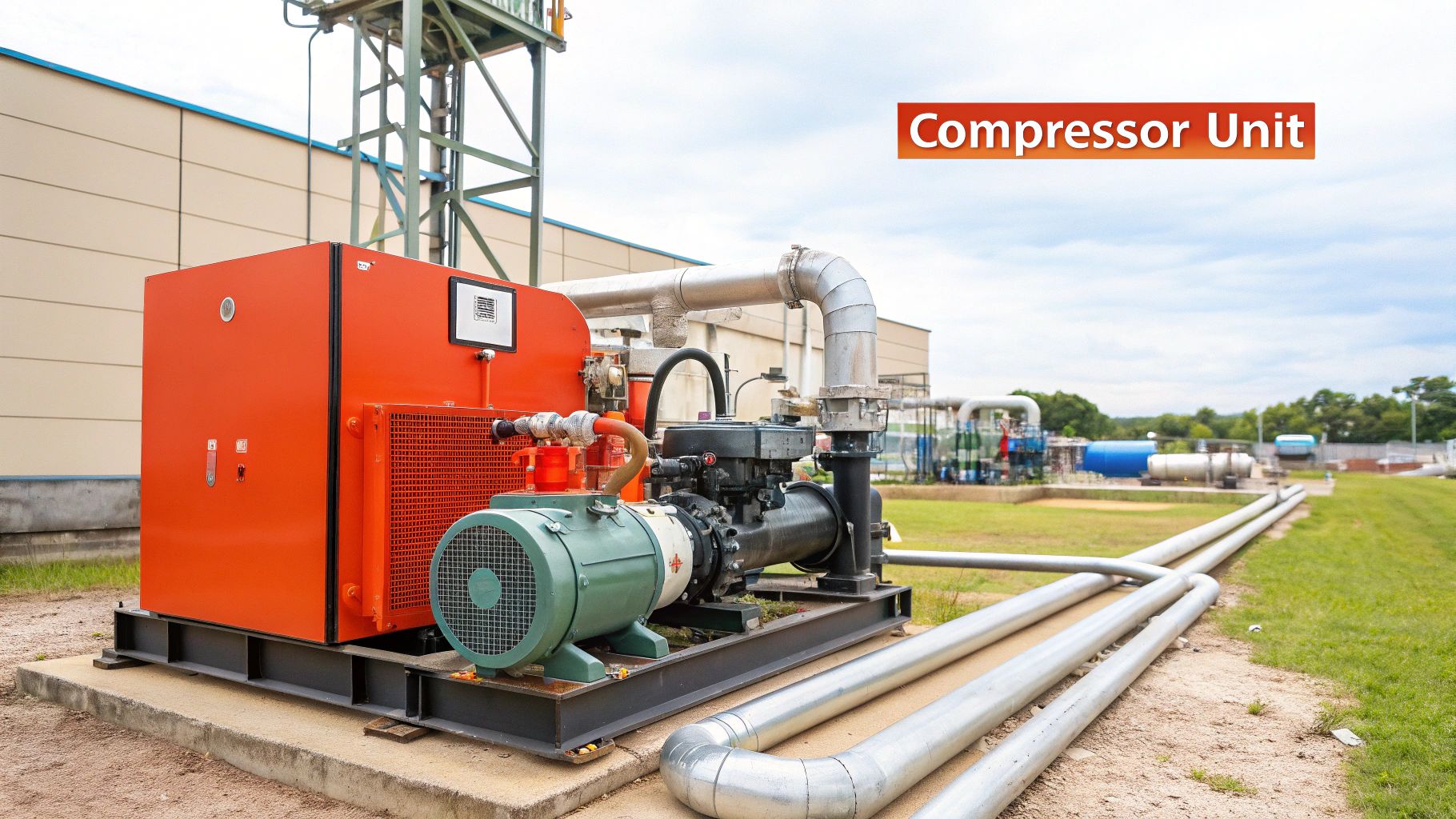 An illustration of a heat pump compressor
