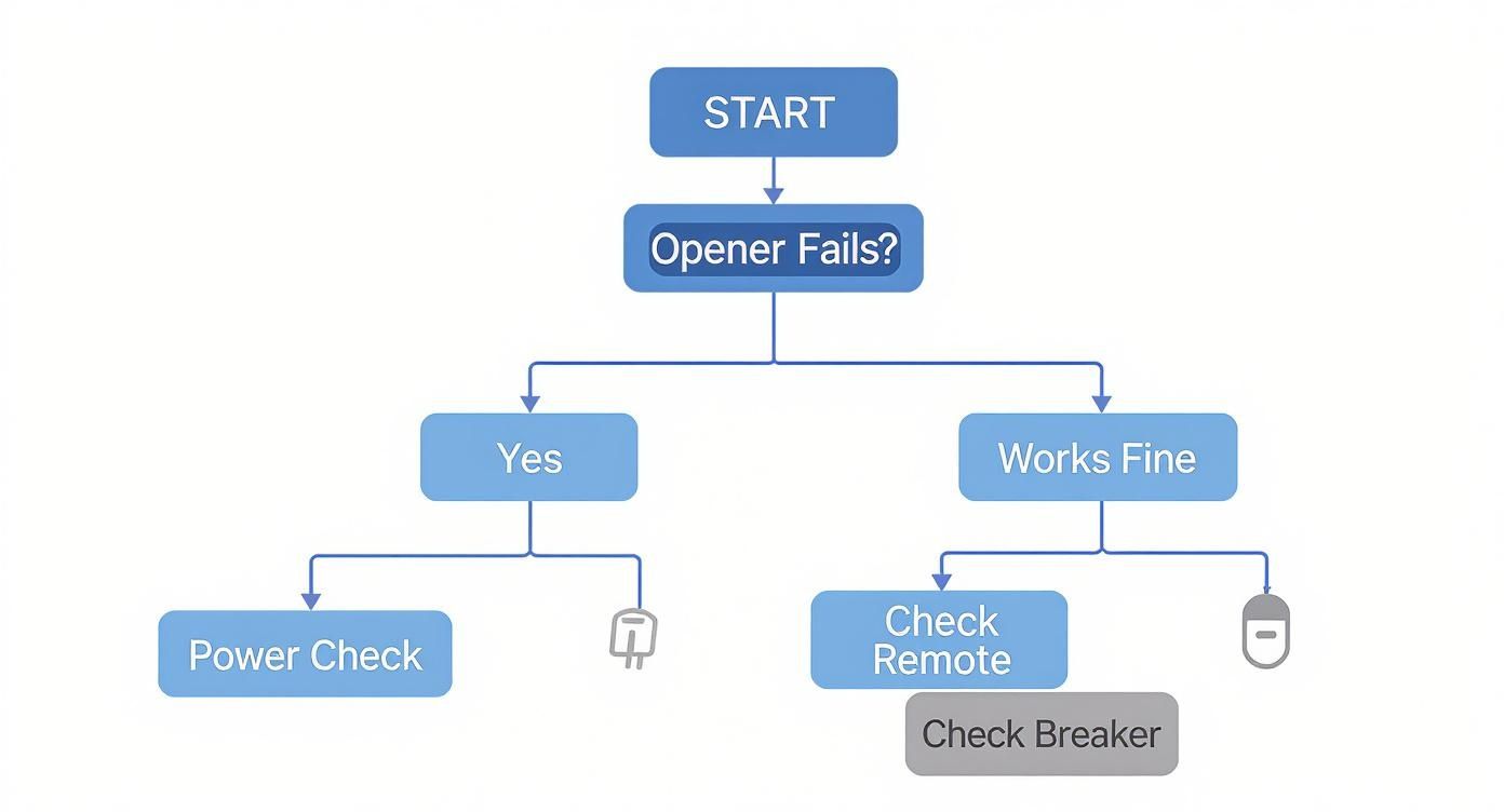 Infographic about garage door opener troubleshooting