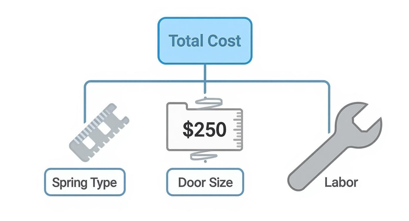 Infographic about cost to replace garage door spring