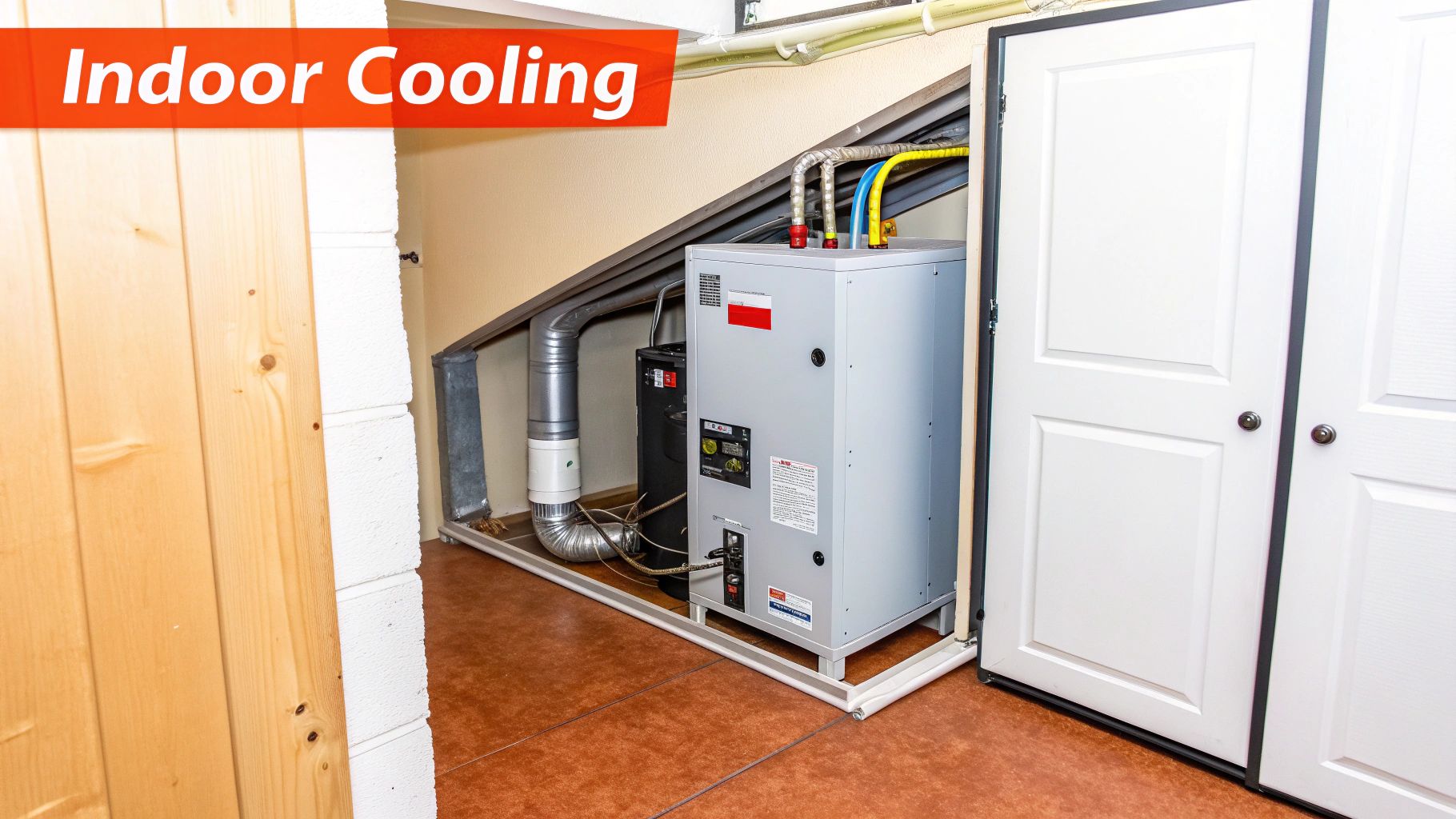 Parts of a Central Air Conditioner Unit Explained 3 A smart thermostat mounted on a wall displaying temperature controls.