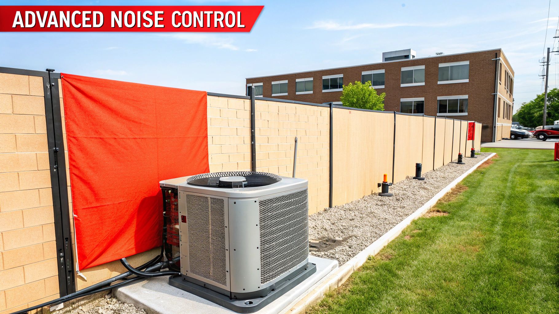 An acoustically enclosed commercial HVAC unit on a rooftop, showcasing advanced noise reduction.