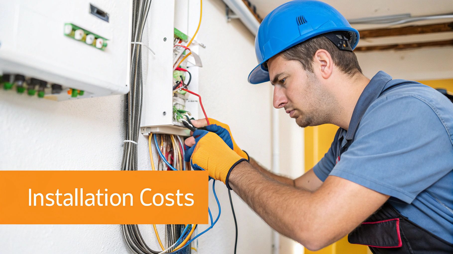 An electrician working on an electrical panel.