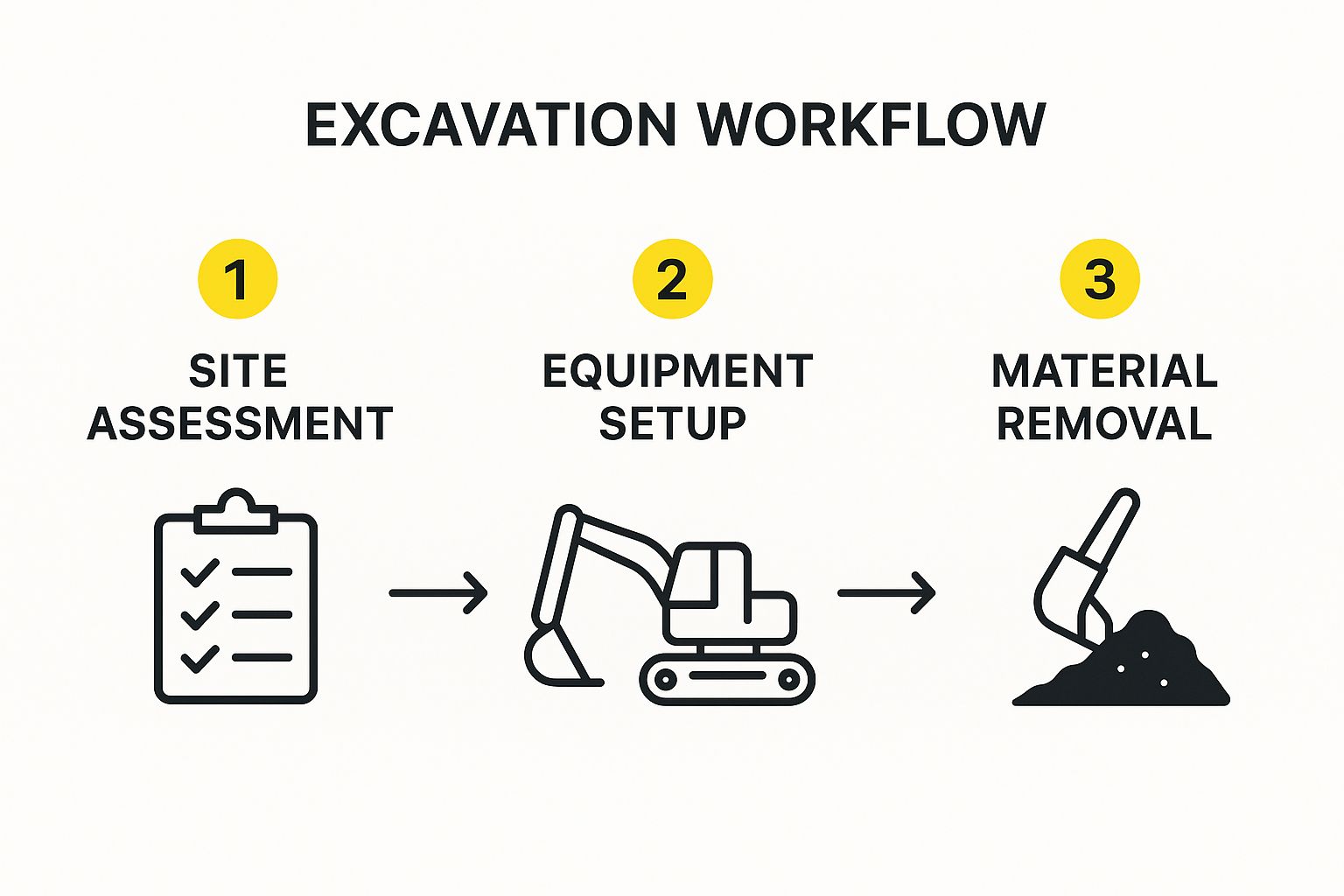 Infographic about digging with excavator