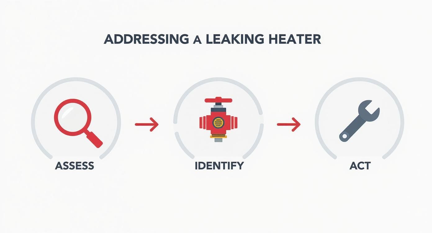 Infographic about water heater leaking from bottom