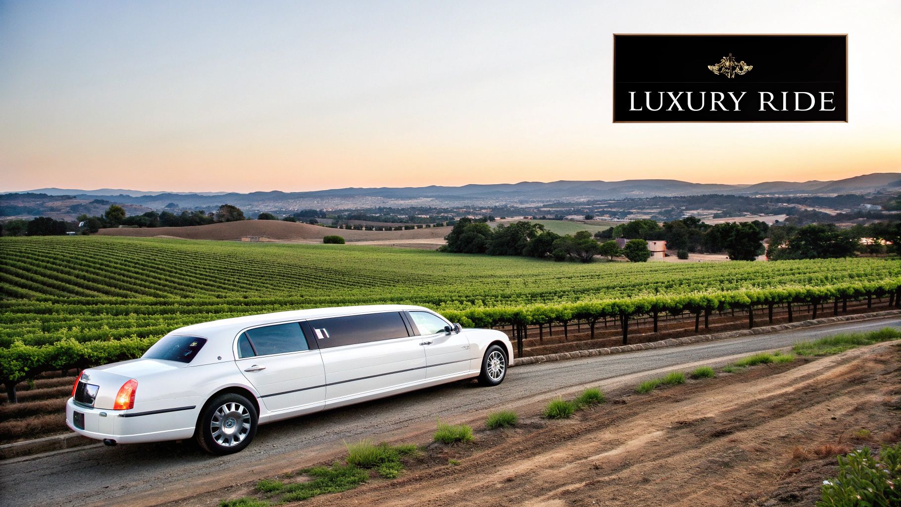 Friends laughing and toasting wine glasses inside a limousine on a Long Island vineyard tour
