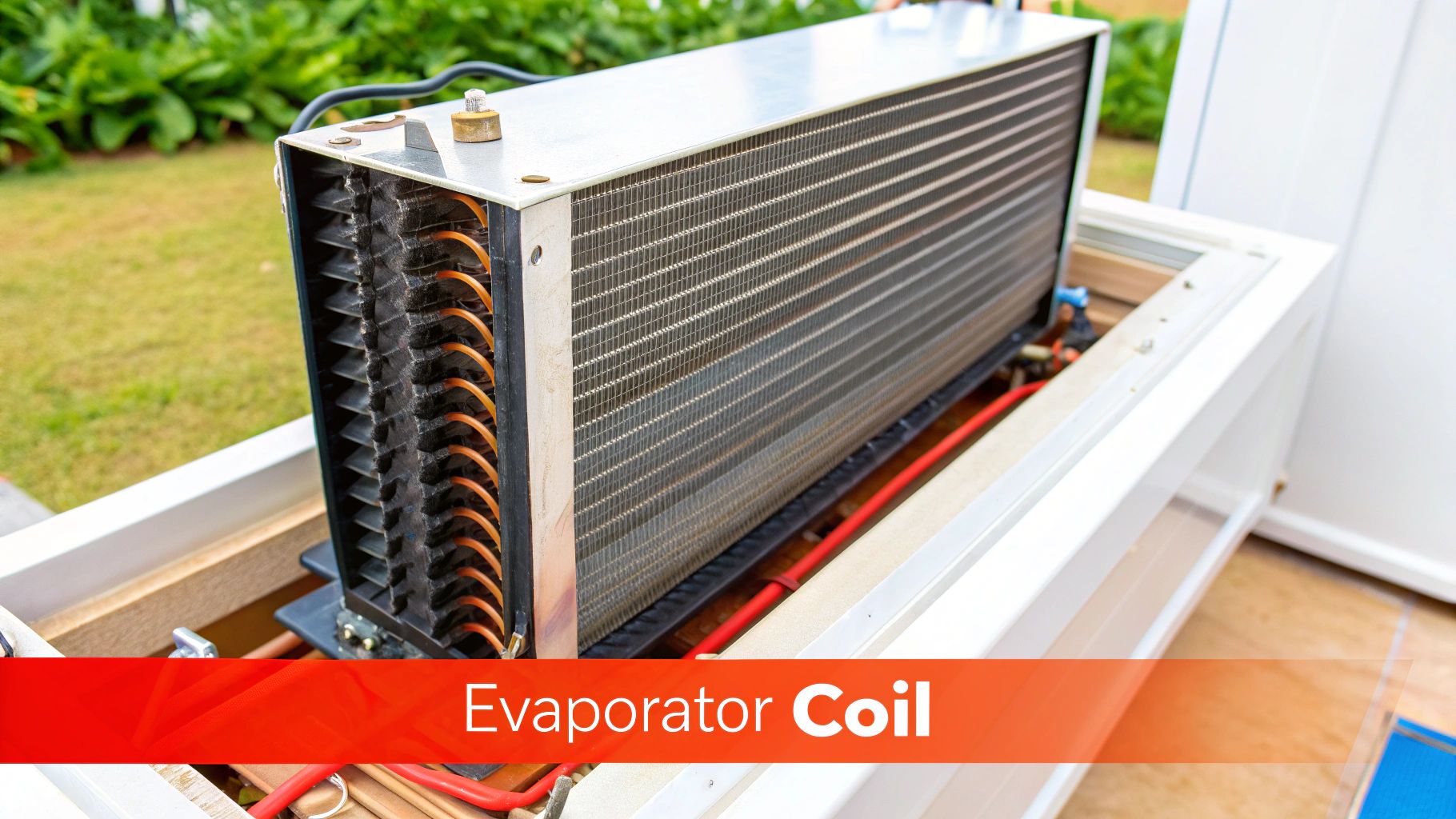 A technician's gauges connected to a heat pump unit to check refrigerant levels