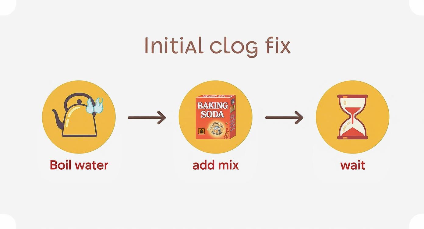 Infographic about how to fix stopped up bathtub