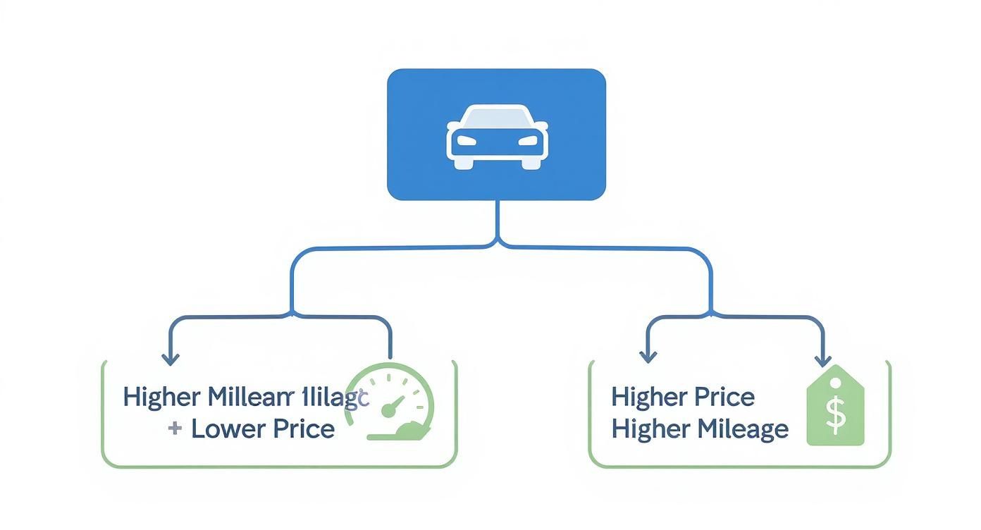 Infographic about used car mileage guide