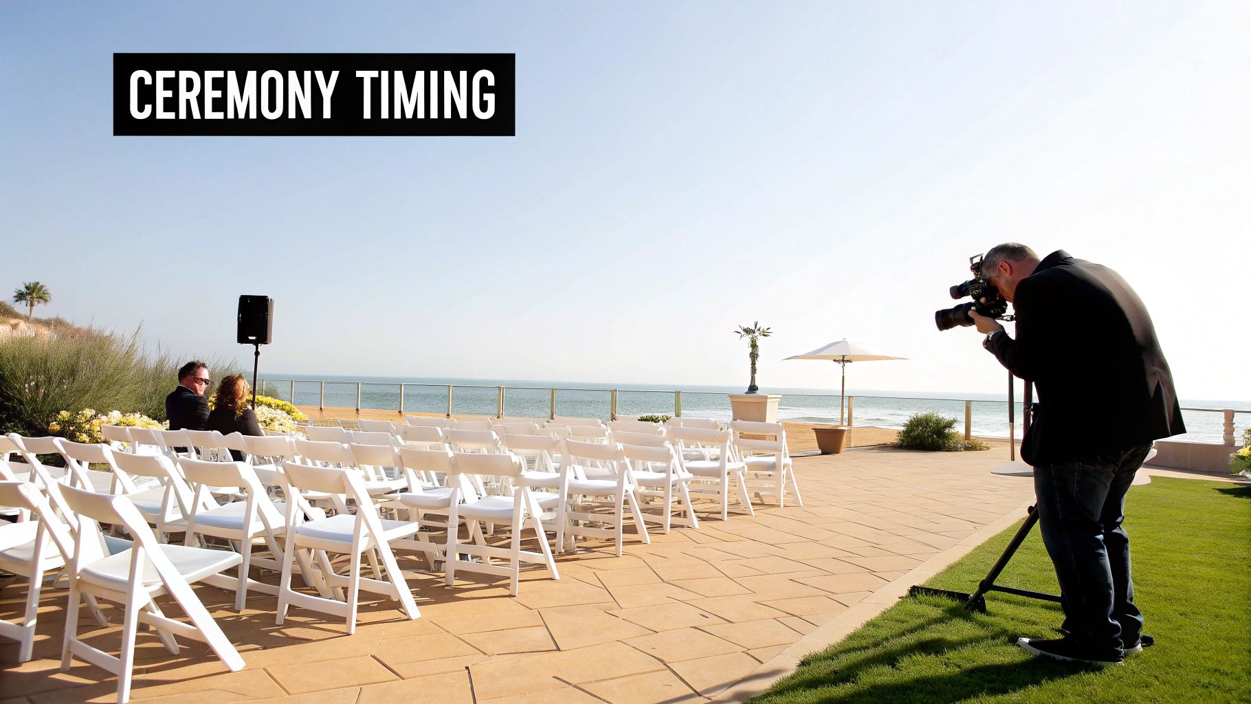A happy couple walking down the aisle after their wedding ceremony