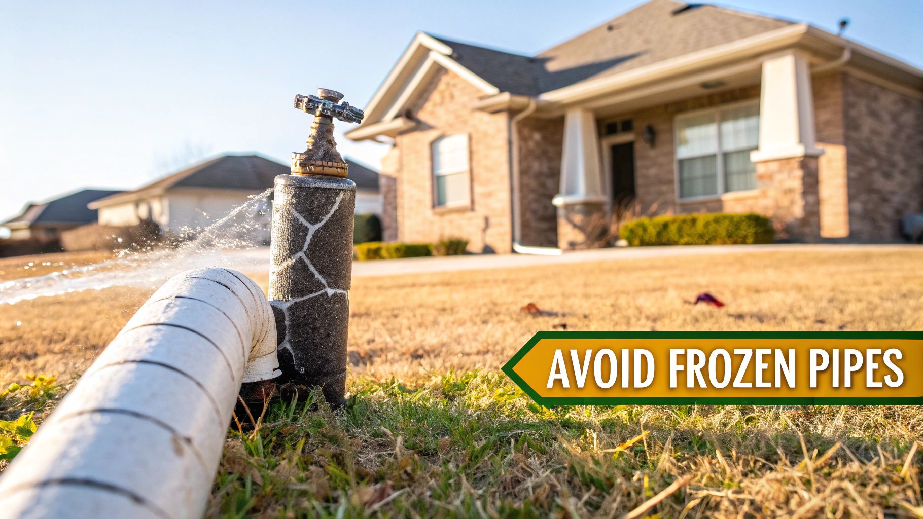 A close-up of a sprinkler head on a green lawn, highlighting the importance of protecting irrigation systems.