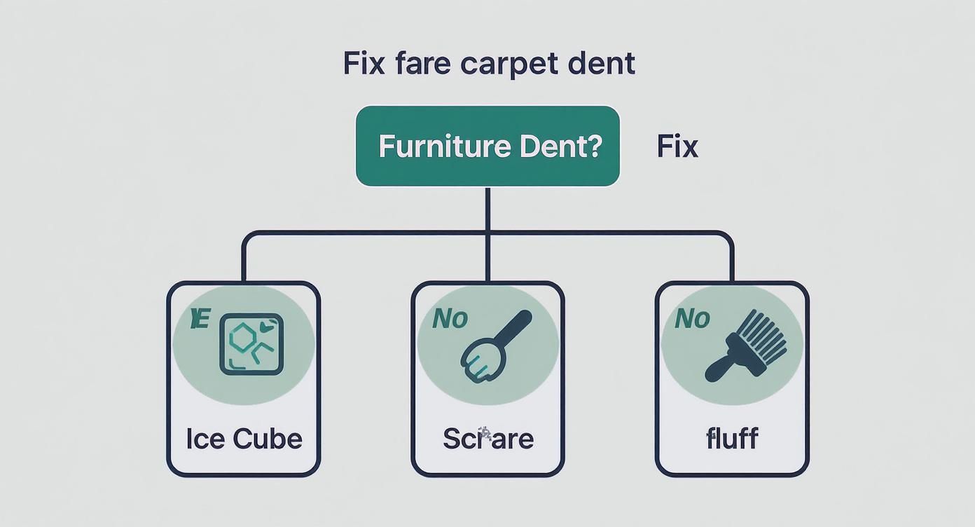 Infographic about how to remove furniture indentations from carpet
