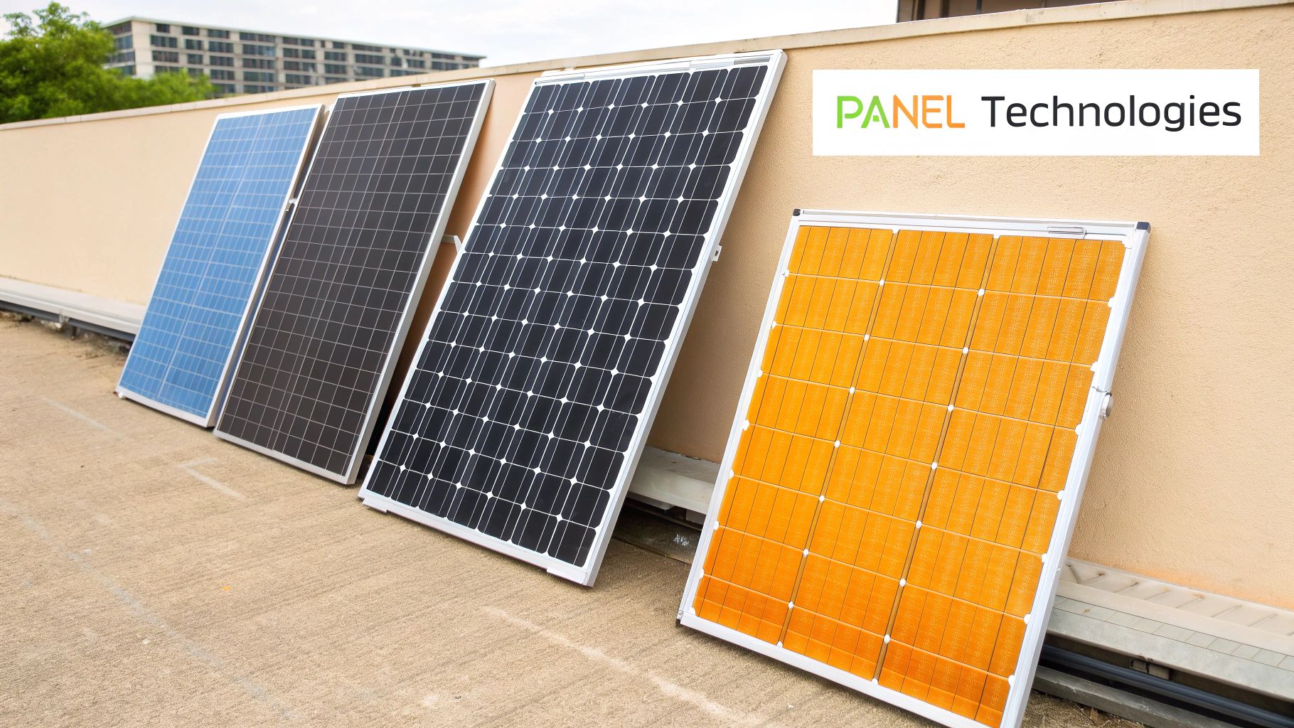 A close-up view of a dark, high-efficiency monocrystalline solar panel, showing its uniform texture and sleek design.