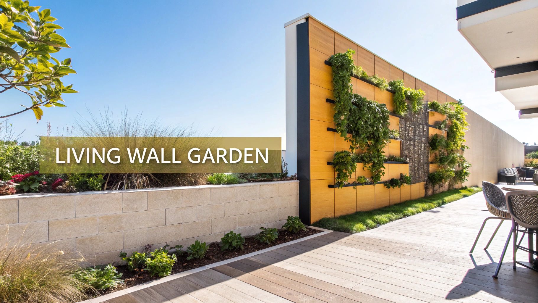 Living Wall Retaining Structure with Integrated Patio Garden