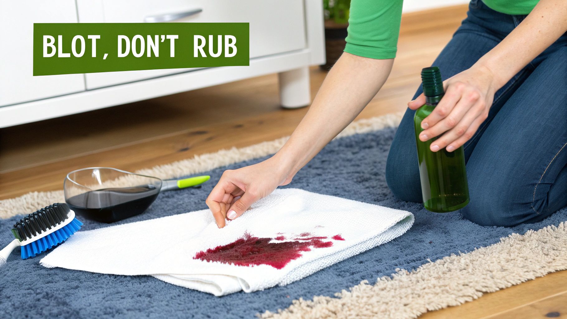 A clean area rug in a bright, modern living room.