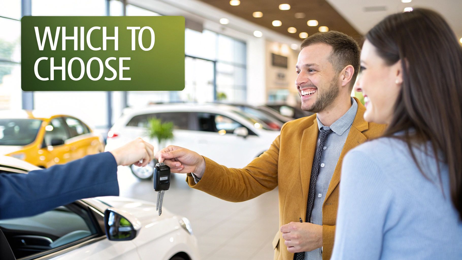 A person handing car keys to another across a table