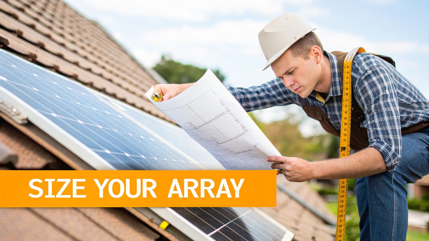A solar panel array being installed on a residential roof.