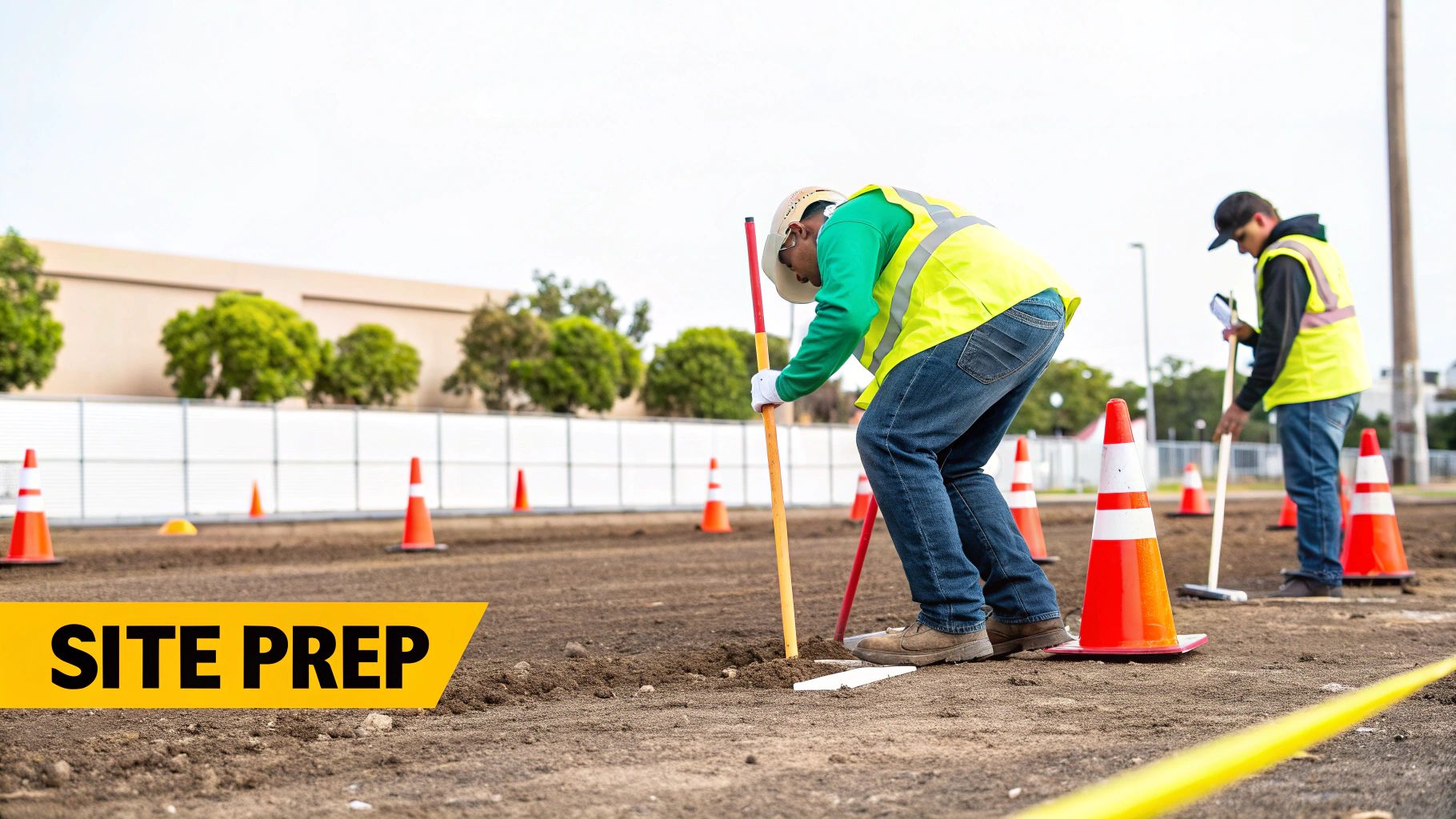 An operator digging with an excavator, creating a precise trench.