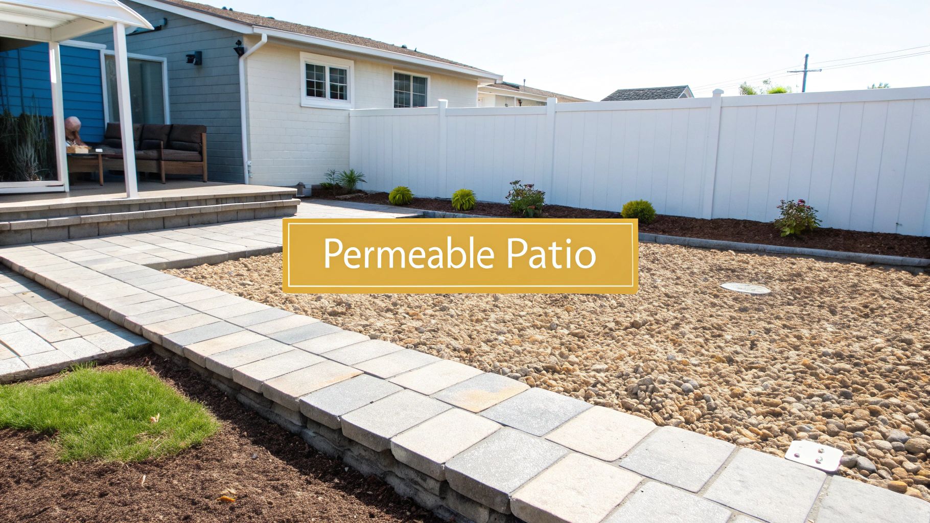 Permeable Patio with Integrated Retaining Wall