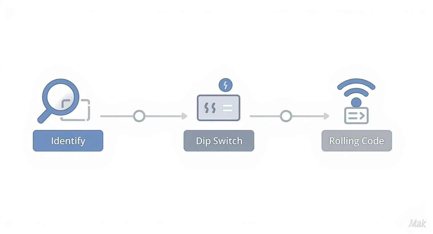 Infographic about how to program an overhead door remote