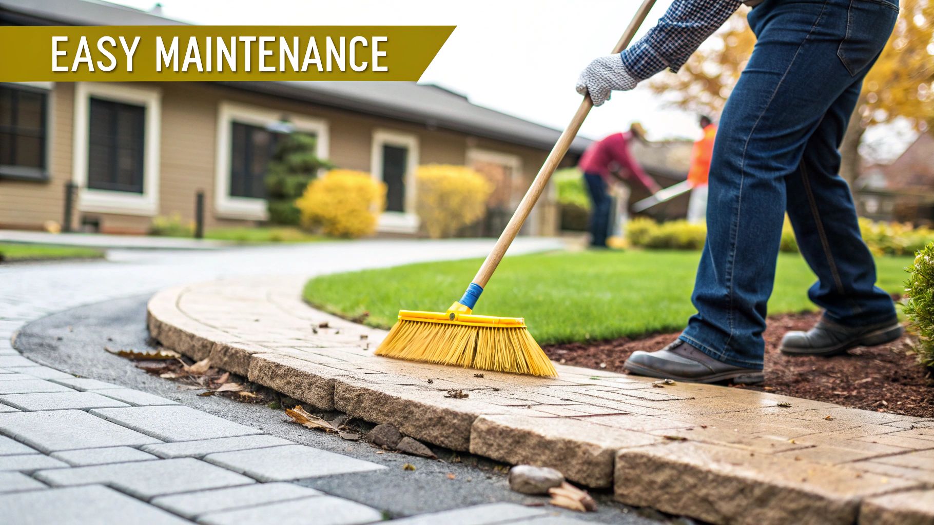 A beautifully installed permeable paver driveway in a South Texas neighborhood.