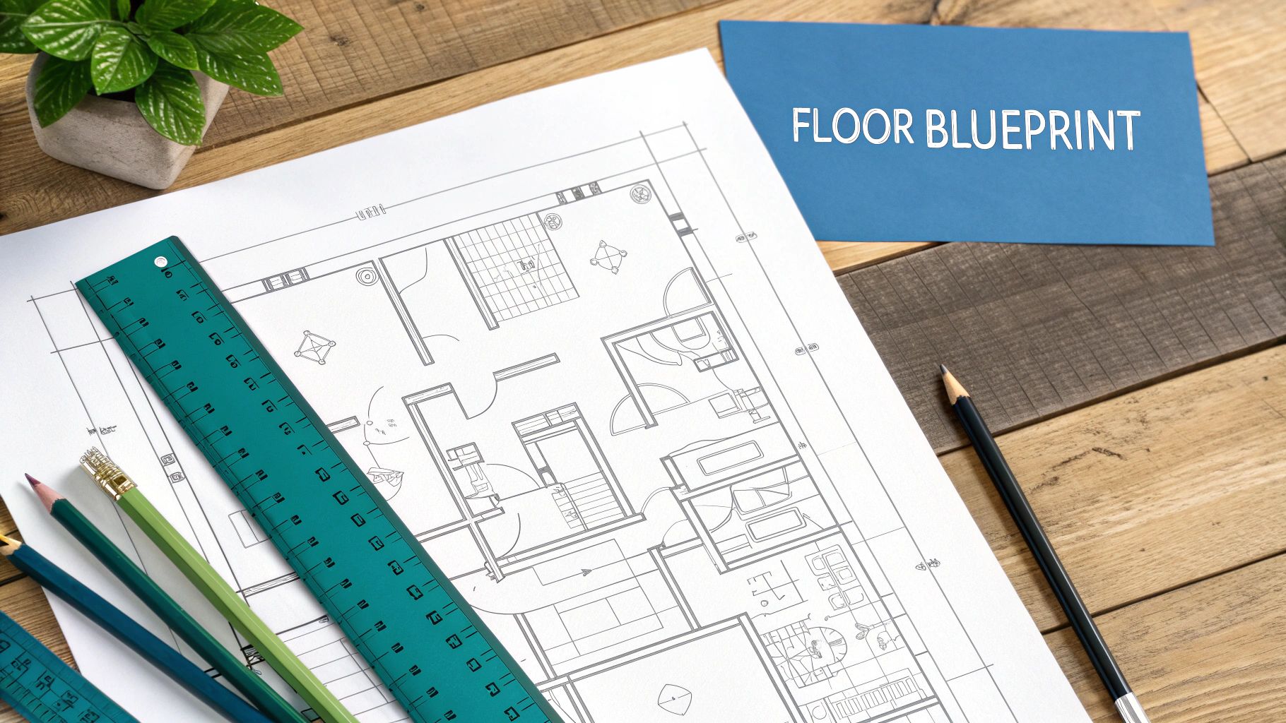 Blueprint of a trade show floor layout being sketched out
